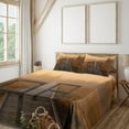 thumbnail image 3 of Ambesonne Nature Fitted & Top Sheet Set with Shams, Foggy Day Fall Forest, Orange Brown, 3 of 8