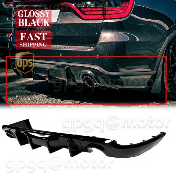For Dodge Durango R/T SRT 2011-2025 V2 Gloss BLK Shark Fin Rear Bumper Diffuser