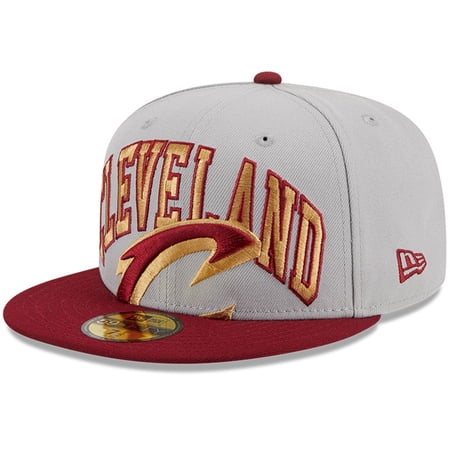 Men s New Era Gray/Wine Cleveland Cavaliers Tip-Off Two-Tone 59FIFTY Fitted Hat