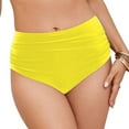 thumbnail image 3 of TTUHYWXI Women's High Waisted Full Coverage Bikini Bottom Ruched Bathing Suit Bottoms for Women Tummy Control Swim Bottoms (Yellow, XL), 3 of 9