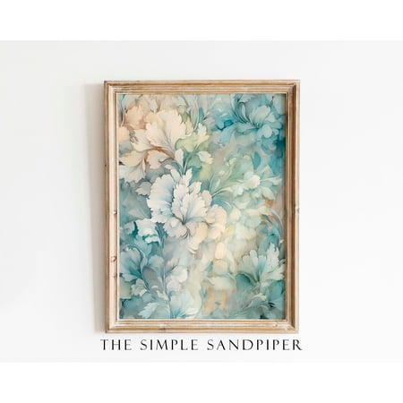 Modroom Vintage Teal Flower Print Timeless Botanical Wall Art For Living Room Gift Wall Art Modern Wall Decor 8x12 UNFRAMED