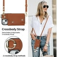 thumbnail image 7 of Phone Case for iPhone 13 Mini 5.4 inch Wallet Cover with Screen Protector and Ring Stand Credit Card Holder Slot Crossbody Strap Cell iPhone13mini i-Phone 13minicase i iPhone13 13mini Women Girl Brown, 7 of 7