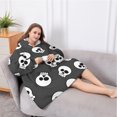 thumbnail image 5 of Oversized Wearable Blanket Hoodie,Gray Halloween Skulls Sherpa Blanket Hoodie with Super Pockets,Super Warm Fuzzy Pullover for Women & Men, 5 of 6