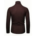 thumbnail image 4 of GrmtClth Turtleneck Men Slim Fit Long Sleeve Sweater Knitted Warm Pullover 2025 Fall Winter Comfy Sweaters Brown XL, 4 of 8