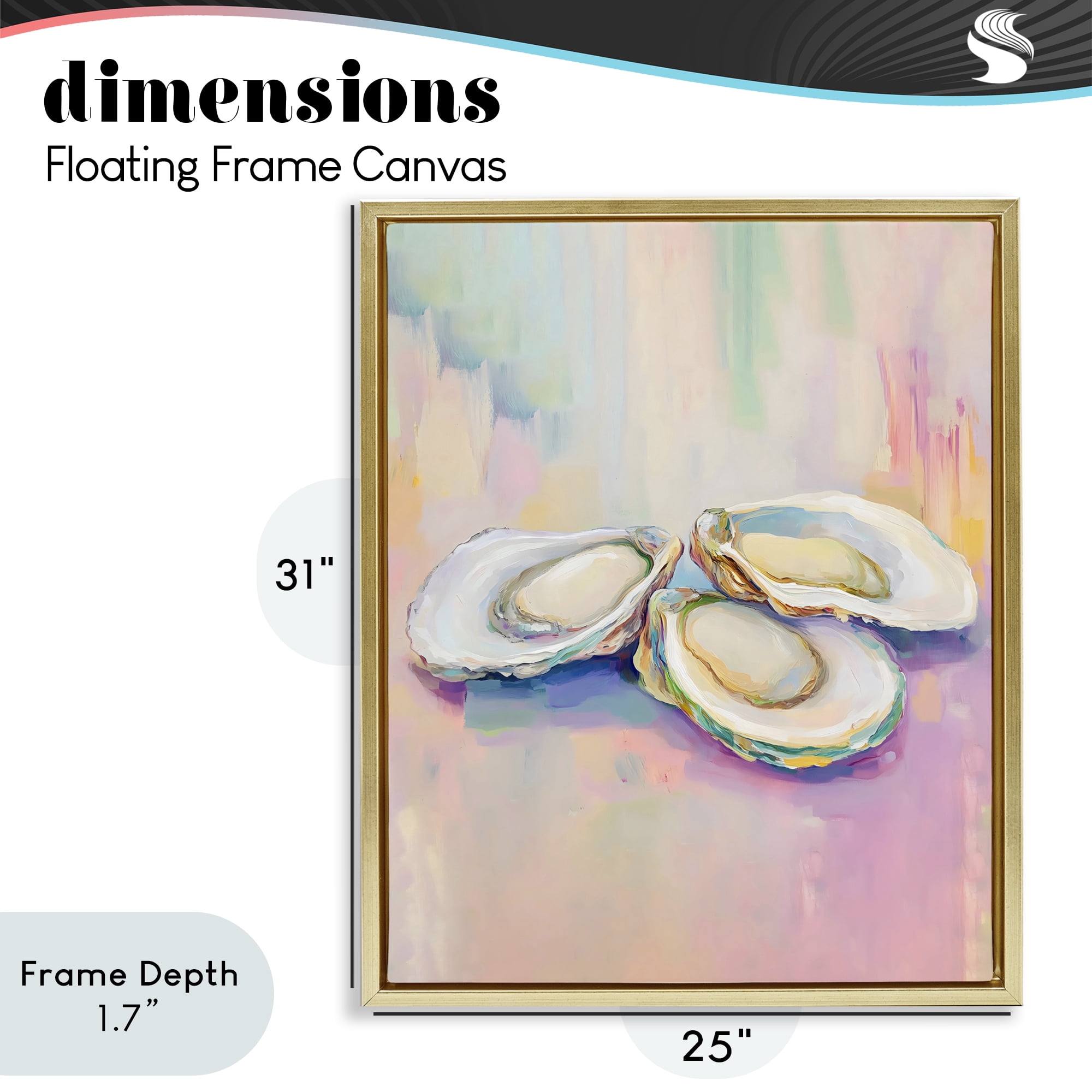 Stupell Industries Pastel Oysters Harmony Gold Framed Floater Canvas Wall Art, design by The Prints Vibe