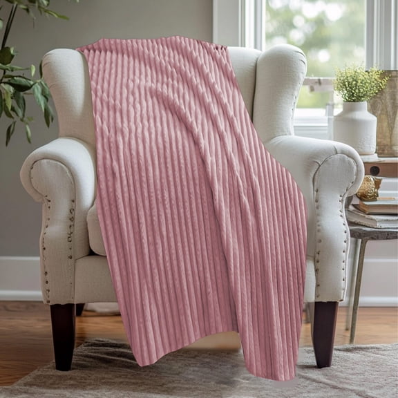 LHNFT Fleece Throw Blanket for Couch - Soft & Warm Fluffy Blanket, Decorative and Giftable Striped Blankets for Women, Men, 70x100cm
