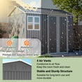 thumbnail image 6 of LZBEITEM 8' x 6' Outdoor Storage Shed with Window & Lockable Doors, Metal Garden Tool Shed with 4 Air Vents & Ground Nails, Waterproof Backyard Storage House for Patio Lawn, Gray, 6 of 10