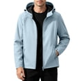 thumbnail image 2 of Men's Hooded Jacket Solid Color Raglan Sleeves Elastic Closure Versatile Coats for Winter, 2 of 8