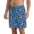 thumbnail image 2 of Cauagu Blue Flowers Print Men's Swim Trunks,Hawaiian Bathing Suit Swimsuits Beach Shorts with Pockets for Men Quick Dry Swimming Board Shorts-Small, 2 of 6