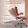 thumbnail image 4 of JONPONY Velvet Lumbar Support Executive Office Chair, 90°-120° Rocking Ergonomic Home Office Desk Chair with Wheels and Flip-up Armrs, Back Support Work Task Chairs for Women,Brown, 4 of 8
