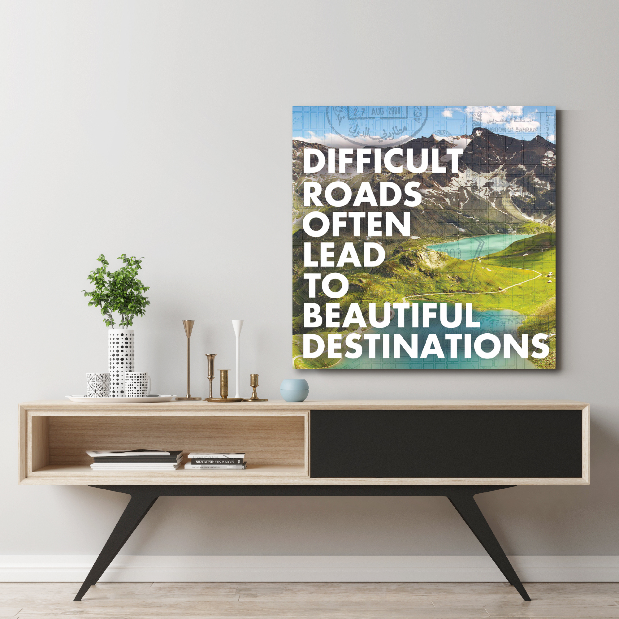 Difficult Roads Often Lead To Beautiful Destinations Gallery-Wrapped Canvas Wall Art, 16x16