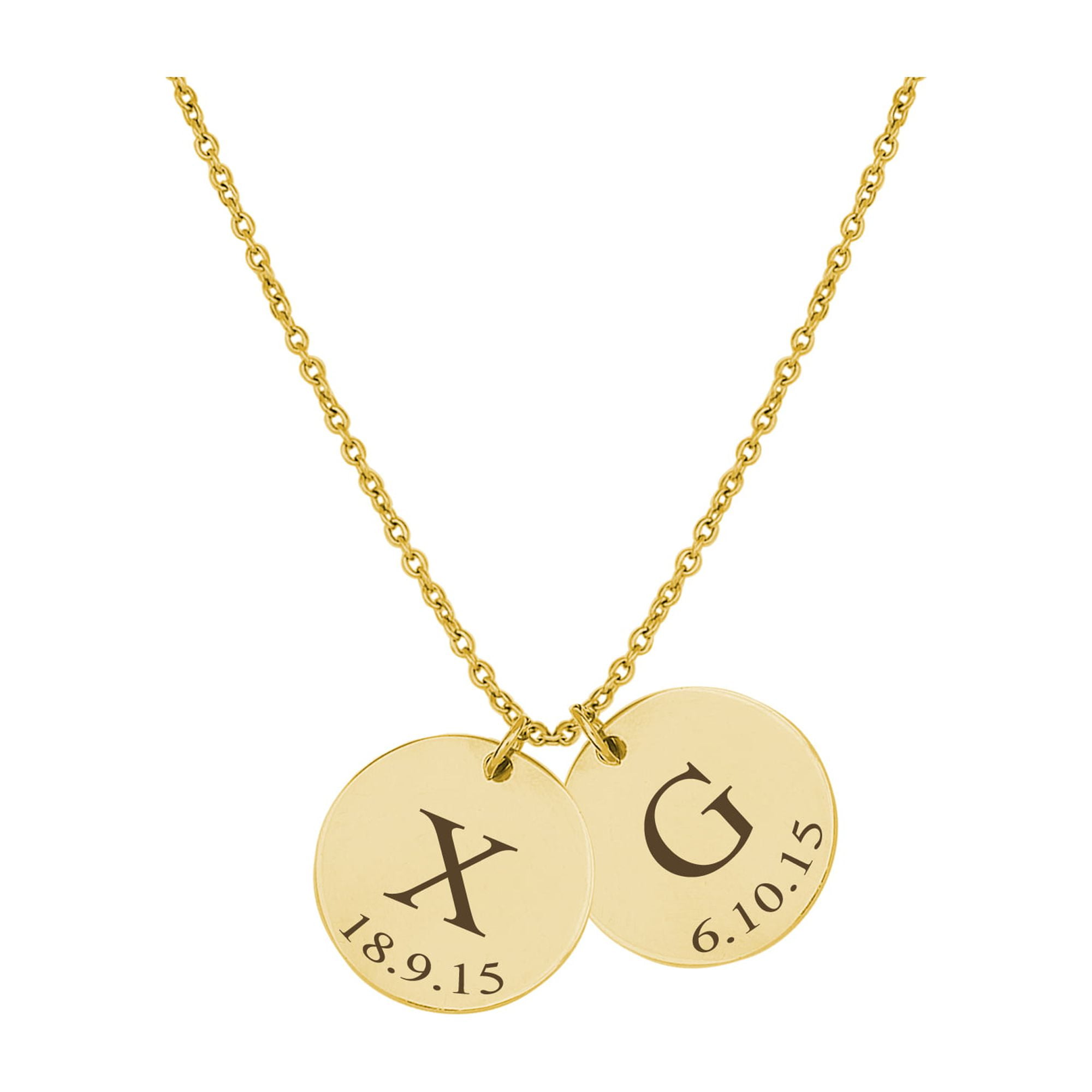 Personalized Gold Initial Date Disc Necklace - Mother's Day Gift for Mom - Engravable Jewelry for Her - Custom Anniversary Pendant - Ships Next Day!