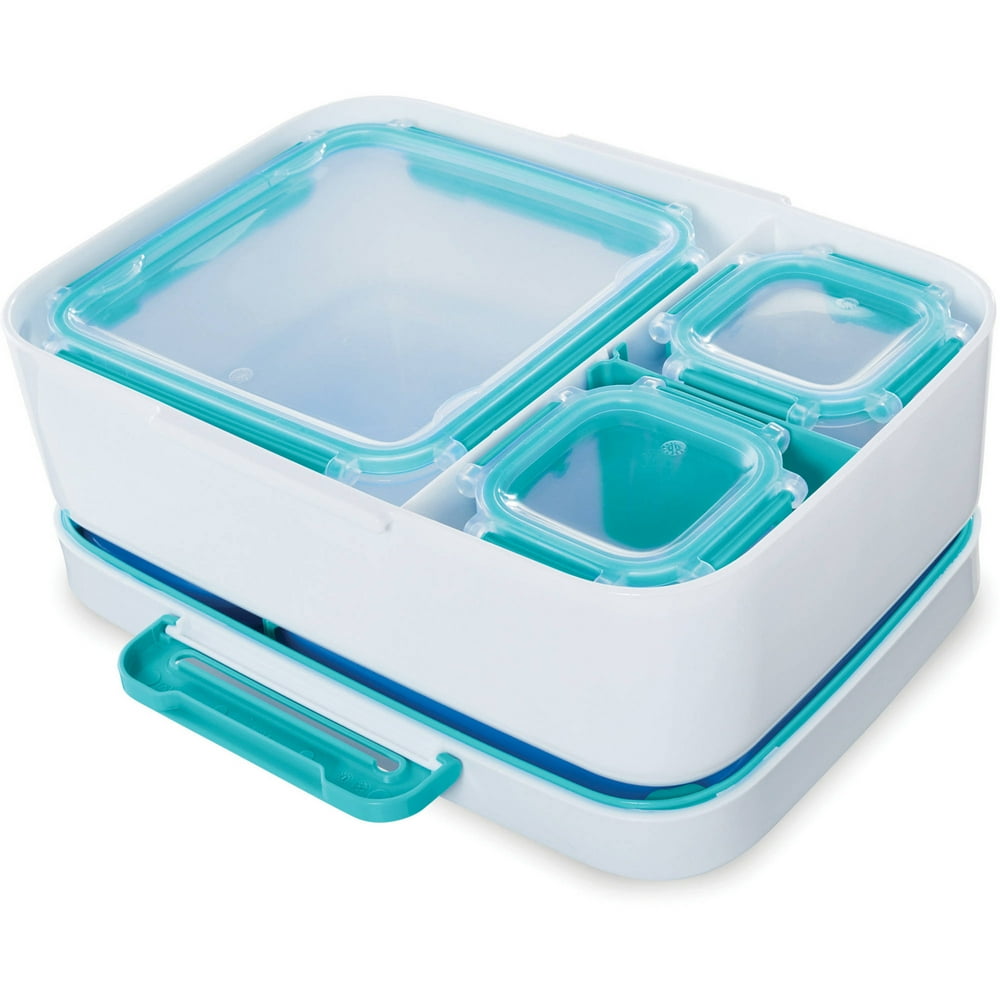 Rubbermaid LunchBlox LeakProof Entre Lunch Container Kit with Case, Small, Reflecting Pool Blue