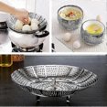 thumbnail image 4 of piezas - Cesta vaporera para verduras, cesta vaporera plegable con 4 patas de acero inoxidable, diámetro de 14-23 cm, para cocinar verduras, alimentos o frutas., 4 of 5