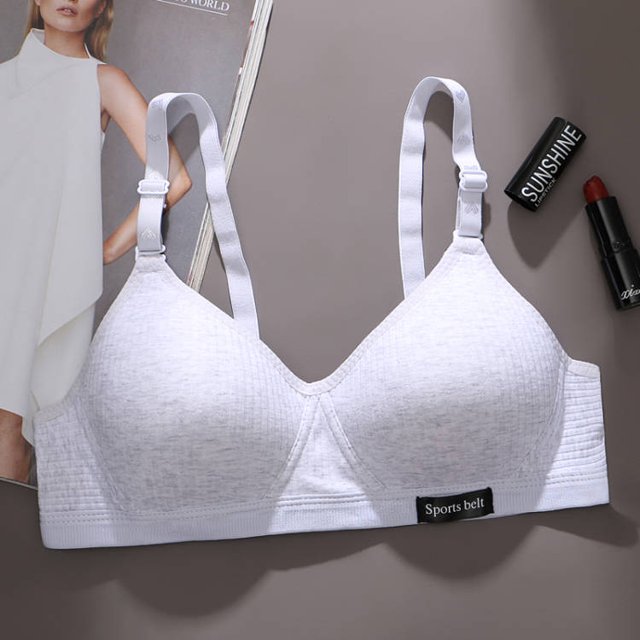 Ropa interior cómoda sin costuras de algodón puro para niñas, período de desarrollo, estudiante de secundaria, pecho pequeño, sujetador push up inalámbrico, fino