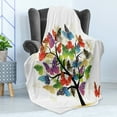 thumbnail image 4 of Modern Soft Flannel Fleece Throw Blanket, Nature Tree with Floral Butterflies Leaves Vivid Vibrant Artwork Print, Cozy Plush for Indoor and Outdoor Use, 50" x 60", Multicolor, by Ambesonne, 4 of 5