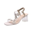 thumbnail image 3 of Rvasteizo Women Beach Shoes Solid Rhinestone Open Toe High Heel for Plus Size Daily Match, 3 of 5