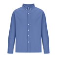 thumbnail image 3 of ZCFZJW Long Sleeve Button Down Dress Work Shirts for Men Casual Big and Tall Regular Fit Solid Color Lapel Collared Business T-Shirt Tops Dark Blue XL, 3 of 5