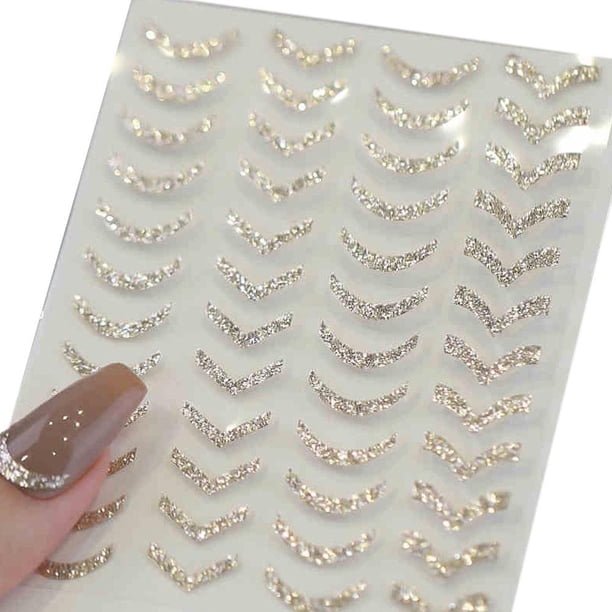 TQEHS Pegatinas decorativas para uñas con líneas quebradas en color champán y dorado, accesorios para uñas ^ V2I4