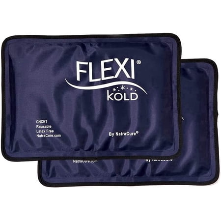 FlexiKold Gel Ice Packs (2 Medium 7.5” x 11.5”) – 2 Pack Reusable Cold Therapy Packs for Injuries, Pain Relief & Swelling by NatraCure