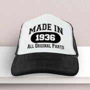90th Birthday Gifts Made in 1936 All Original Parts Bday Hat Turning 90 Birthday Party Trucker Hat Black