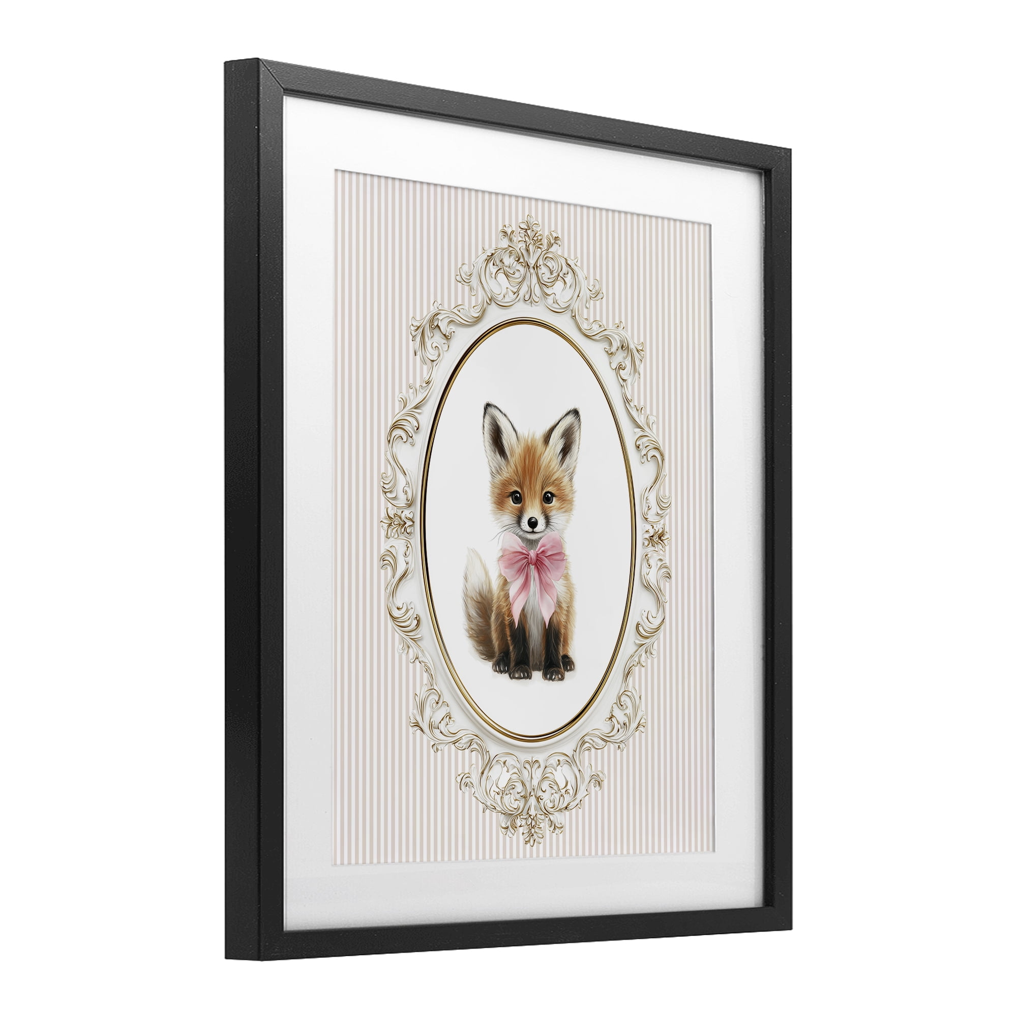 Stupell Industries Vintage Baby Fox Black Framed Print Under Glass, design by Christine Simpson Art