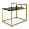 thumbnail image 5 of Marble Side Table, 2-Tier Metal Frame End Table for Living Room, Bedroom - Elegant Sofa Side Table with Adjustable Feet, 5 of 9