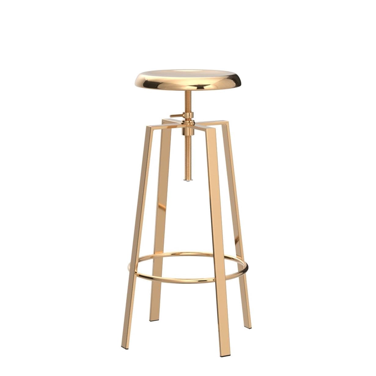 Gold Bar Stools Set of 2, Backless Counter Height Swivel Bar Stools for Kitchen Island, Modern Round Barstools Counter Stool (Gold)