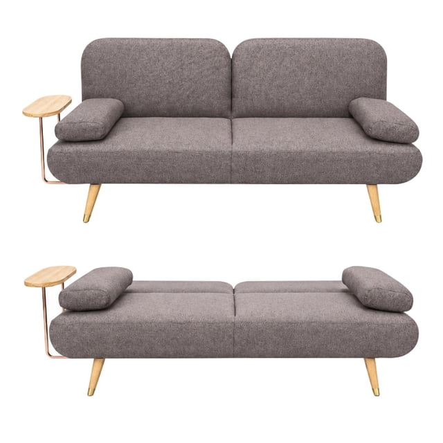 Sofa Cama con Mesa y Puerto de Carga Moderno Minimalista cafe