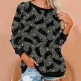 thumbnail image 1 of 2023 Chandail en Molleton de Mode pour Femmes 50 % de Rabais Liquidation Femmes Manches Longues Décontractées Col Rond Hauts Blouse Ample Imprimé Graphique d'Halloween, 1 of 6