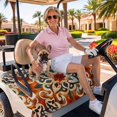 thumbnail image 3 of Golf Cart Seat Covers for 2 Seater, Burnt Orange Green Soft Microfiber Cart Seat Towel Blanket, Vintage Abstract Flowers Absorbent Breathable Non Slip Bench Seats Protector for Golf Course 51"x31", 3 of 9