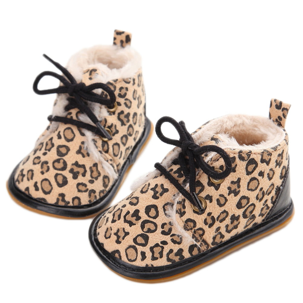 Newborn Baby Shoes Boy Girl Winter Boots Warm Shoes Casual Leopard First Walkers 