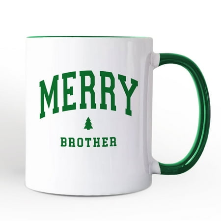 Merry Brother Retro Christmas Personalized Mug, Matching Family Holiday Gift with Custom Name