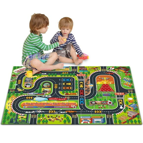 Alfombrilla de juguete Playmat Oriate para niños, pista de carreras, 120 x 80 cm