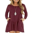 thumbnail image 1 of Women Casual Spring Ruffle Hem Long-Sleeved Casual One-Piece A Line Solid Swing Mini Dress, 1 of 6