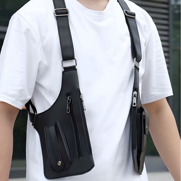 AOMRCOL Mens Anti Underarm Shoulder Bag Adjustable Pu Leather Cross Body Strap Wallet Bag Outdoor Phone Bag Underarm Shoulder Bag for Men