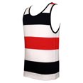 thumbnail image 3 of Playera George para Hombre, de Material Sustentable Sin Mangas Rayas Horizontales Blanco, Negro y Rojo Talla CH, 3 of 3