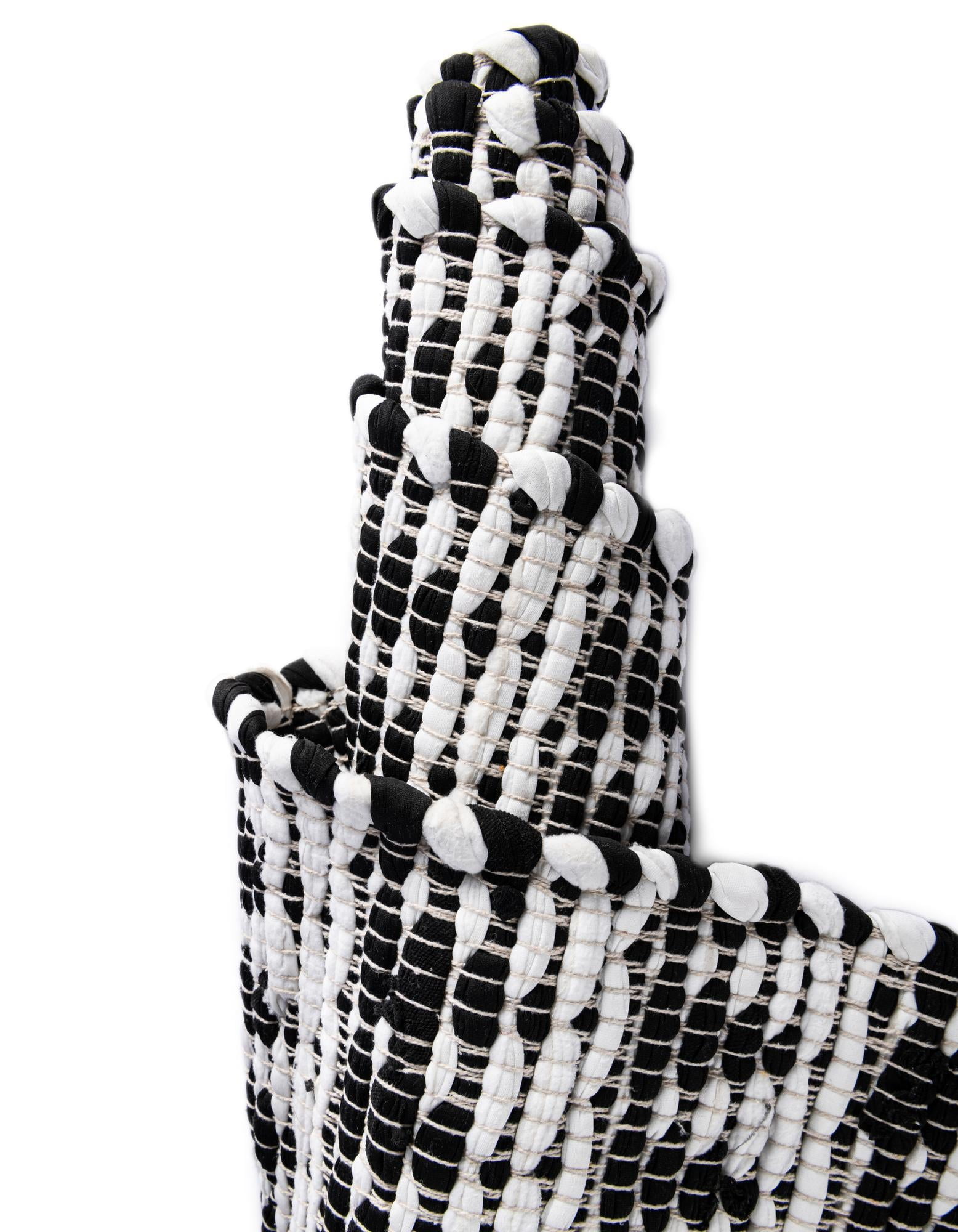 Unique Loom Chindi Jute Collection Area Rug (2' 2" x 6' 1" Runner Black and White)