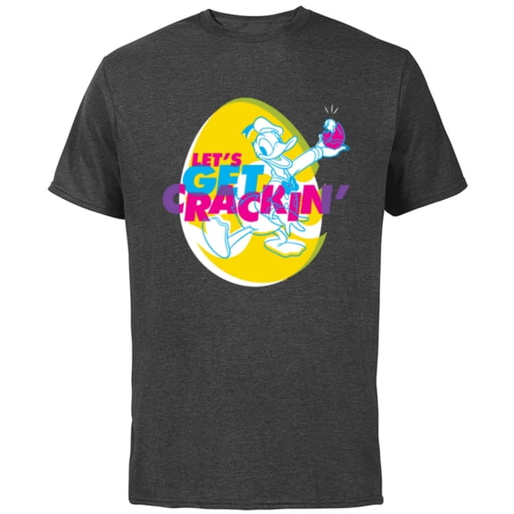 Disney Donald Duck Easter Let’s Get Crackin’ Spring Holiday - Short Sleeve Cotton T-Shirt for Adults - Customized-Charcoal