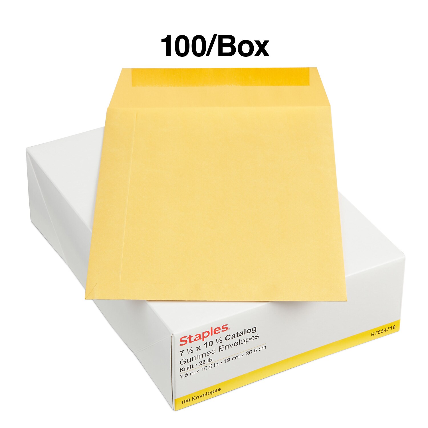 Staples Gummed Catalog Envelopes 7.5"L x 10.5"H Brown 200/Carton ST534719-CCVS