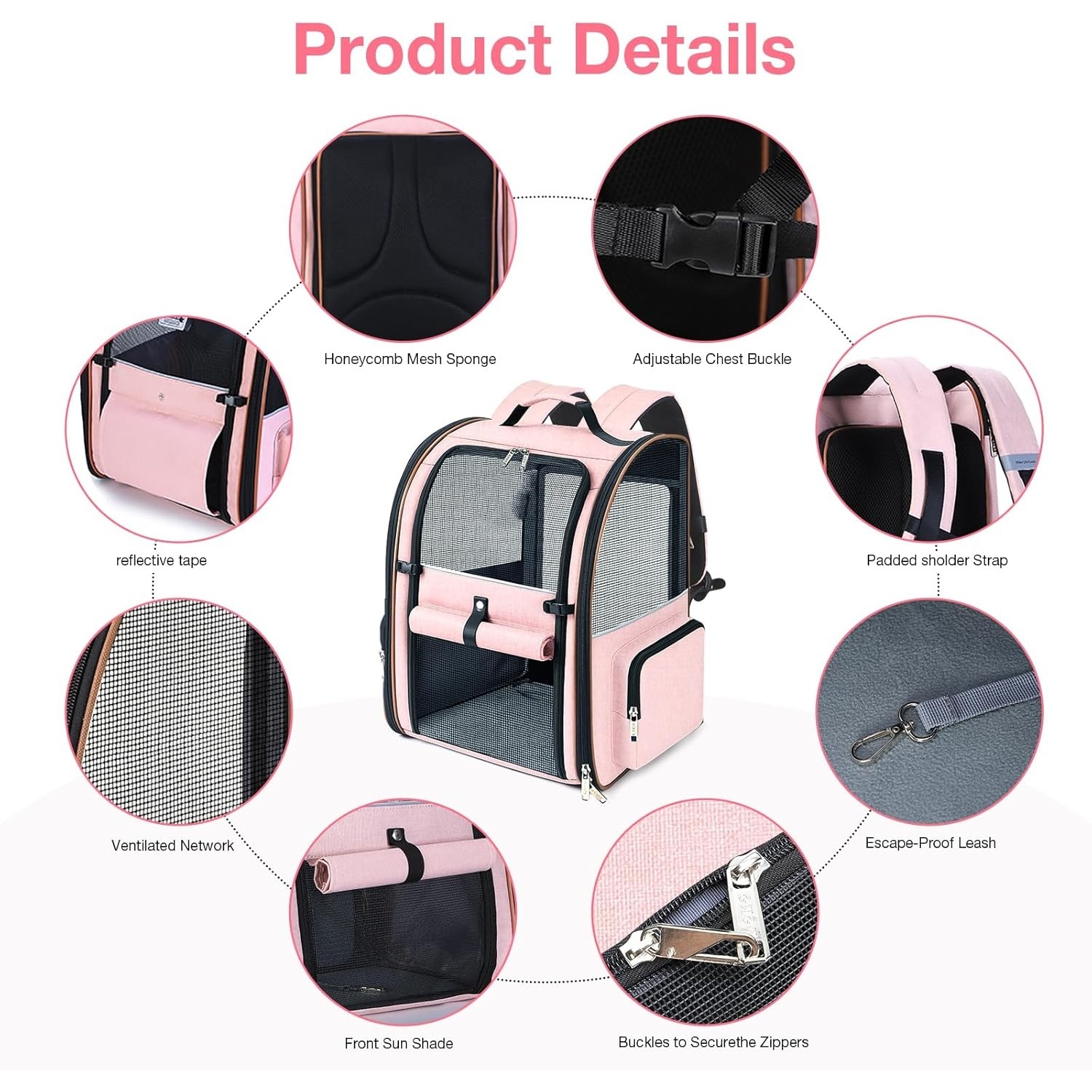 Large Cat Backpack Carrier Expandable Foldable Pet Carrier Backpack for Small Dogs Puppy Medium Cats Fit Up to 18 Lbs for Travel