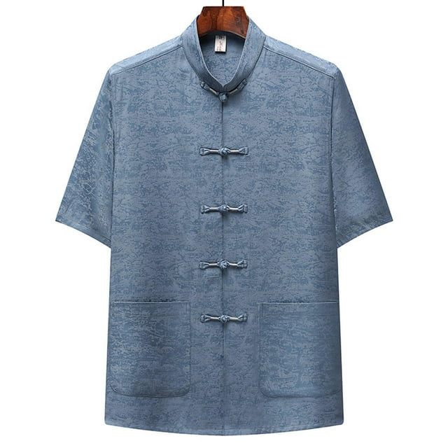 pstuiky camisetas de hombre, Camisa informal de manga corta, cuello alto, lisa y cómoda para hombre camisas casuales para hombre xl
