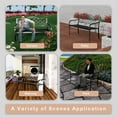 thumbnail image 3 of Metal Outdoor Bench, Weatherproof Garden Bench with Square Pattern Backrest and Armrests, for Patio, Porch, Park, Lawn, 3 of 7