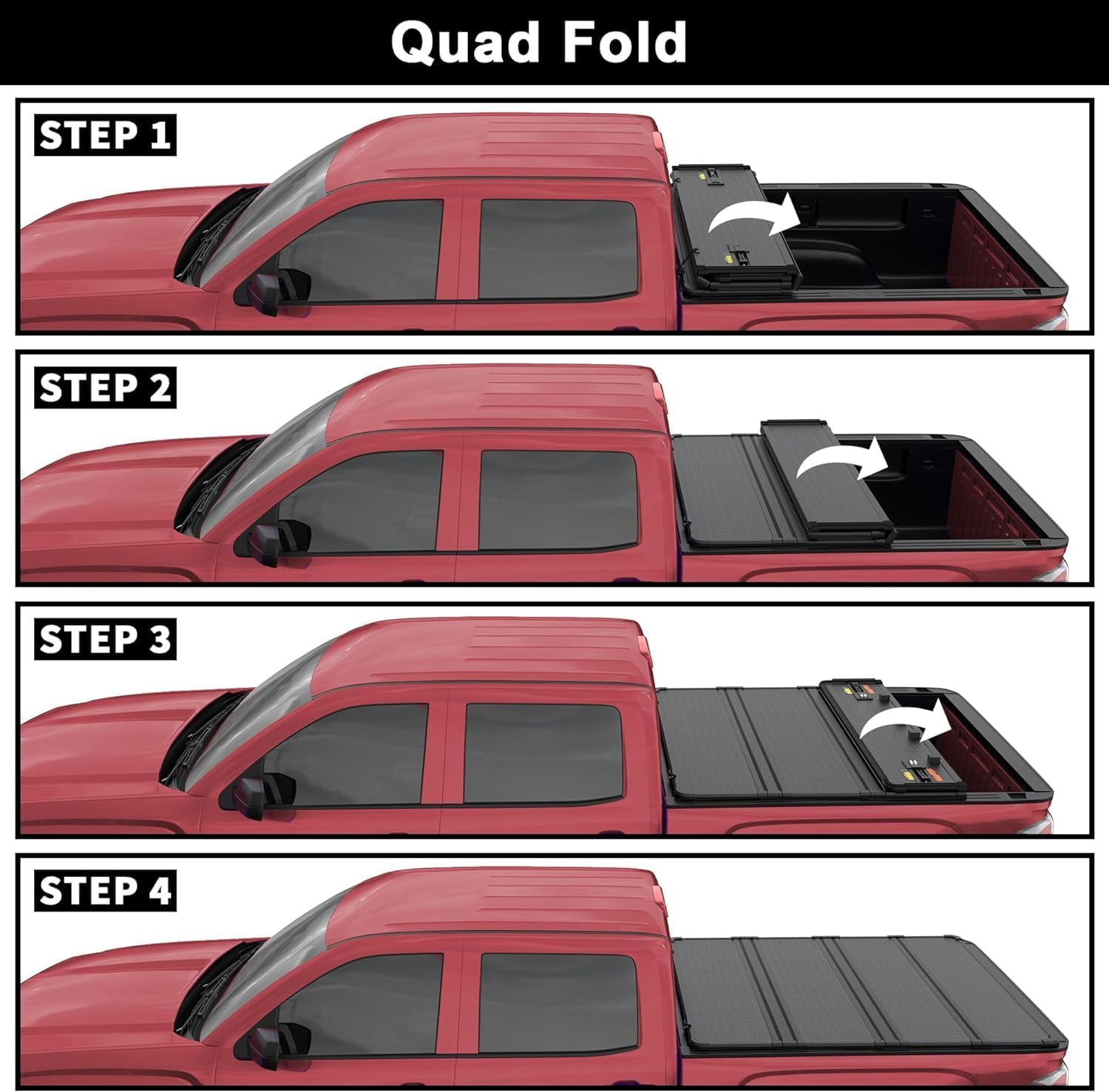 TITANICMOTOR 3-Fold 5FT 60Inch Hard Tonneau Cover for 2015-2026 Chevy Colorado GMC Canyon Bed Cover