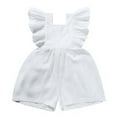 thumbnail image 4 of Ltctricy Toddler Baby Girl Clothes Infant Newborn Ruffle Sleeve Square Neck Linen Short Rompers Summer Casual Jumpsuits, 4 of 7