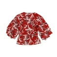 thumbnail image 2 of bar III Womens Printed Faux Wrap Blouse, Red, Medium, 2 of 2