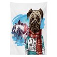 thumbnail image 3 of Ambesonne Pug Tablecloth Rectangular Table Cover, Sketch Style Dog Doodle, 60"x90", Ruby Blue, 3 of 4