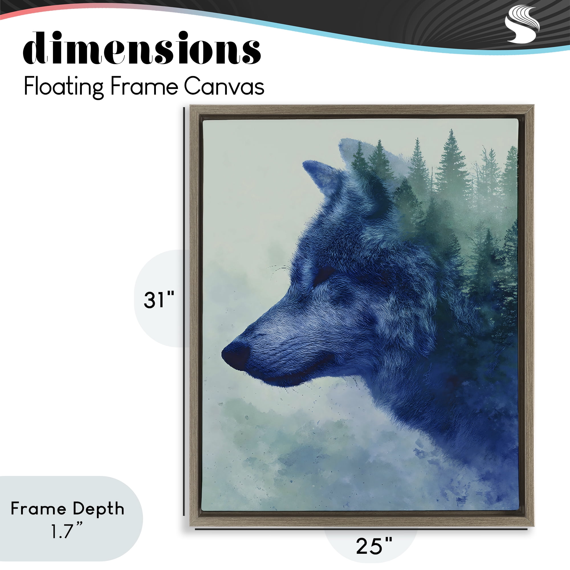 Stupell Industries Indigo Wolf in Misty Pines Brown Framed Floater Canvas Wall Art, design by Franklyn Gregory