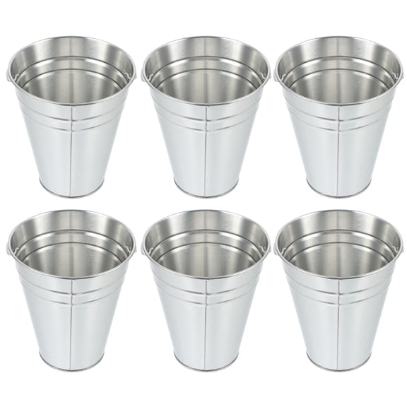 WEAVILUX 6-Pack Plated Wine Buckets Large Capacity Tinplate Ice Buckets with Handles for Bars, Hotels, and KTV