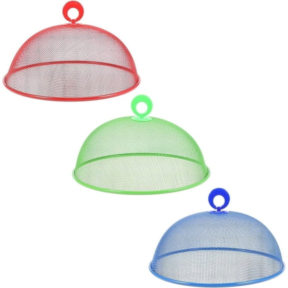 NOGIS Metal Food Tent Mesh Food Covers Outdoor Food Covers Round Food Nets for Outdoors Reusable Fruit Cover Against Fruit Flies for Table Picnic Camping (3 Pcs)